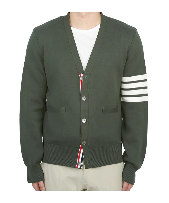 4-Bar Cotton Cardigan