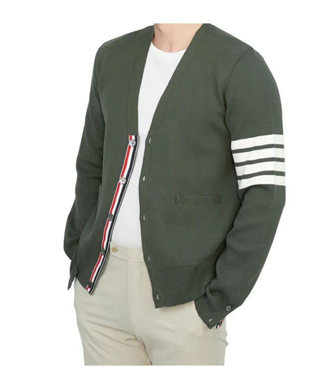4-Bar Cotton Cardigan