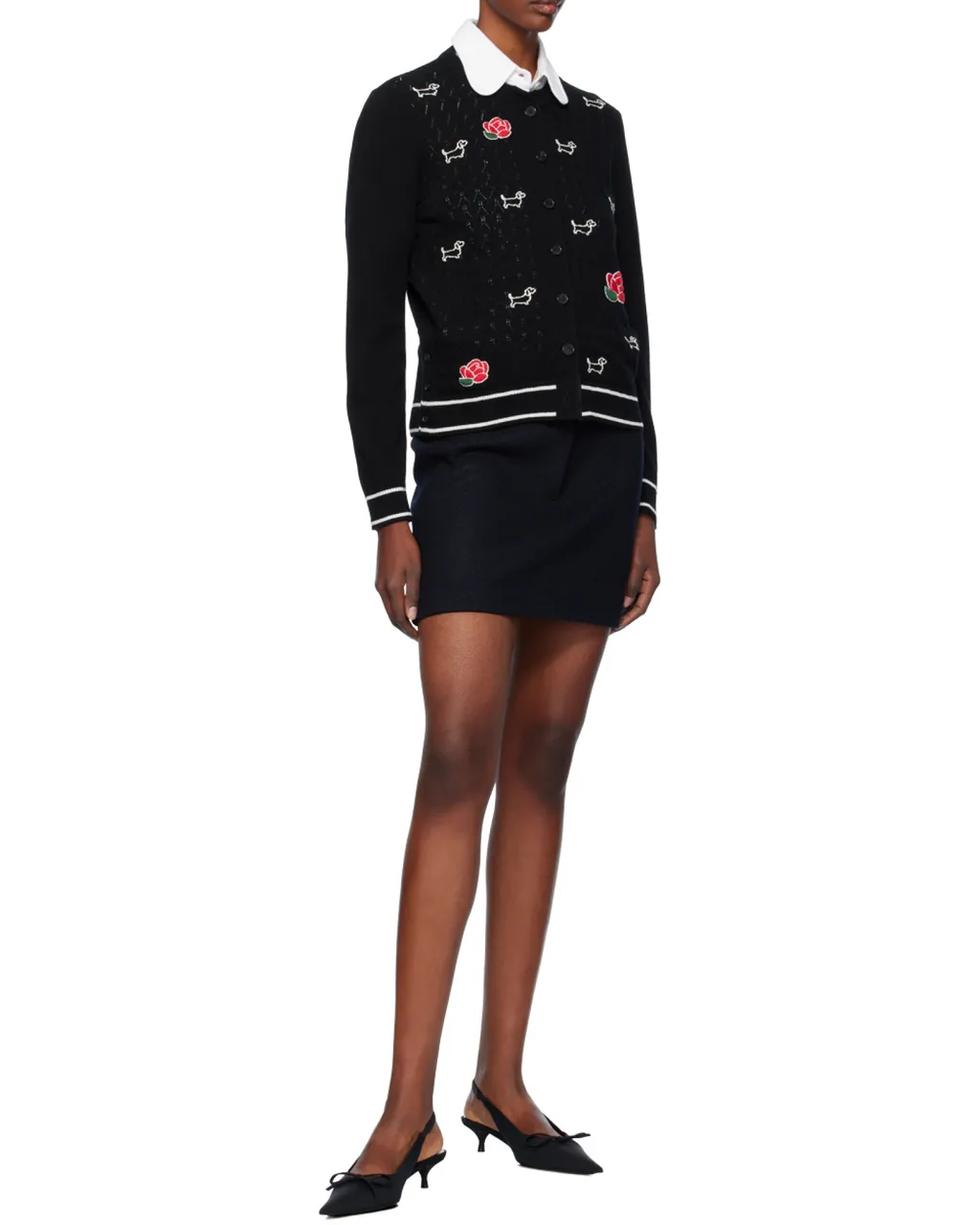 Hector Rose Embroidered Buttoned Cardigan