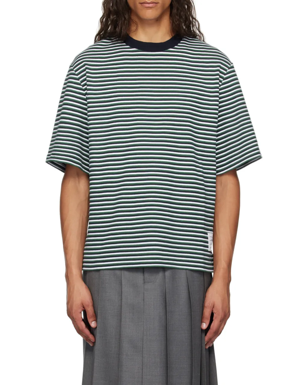 Striped Milano Ribbed Crewneck T-Shirt