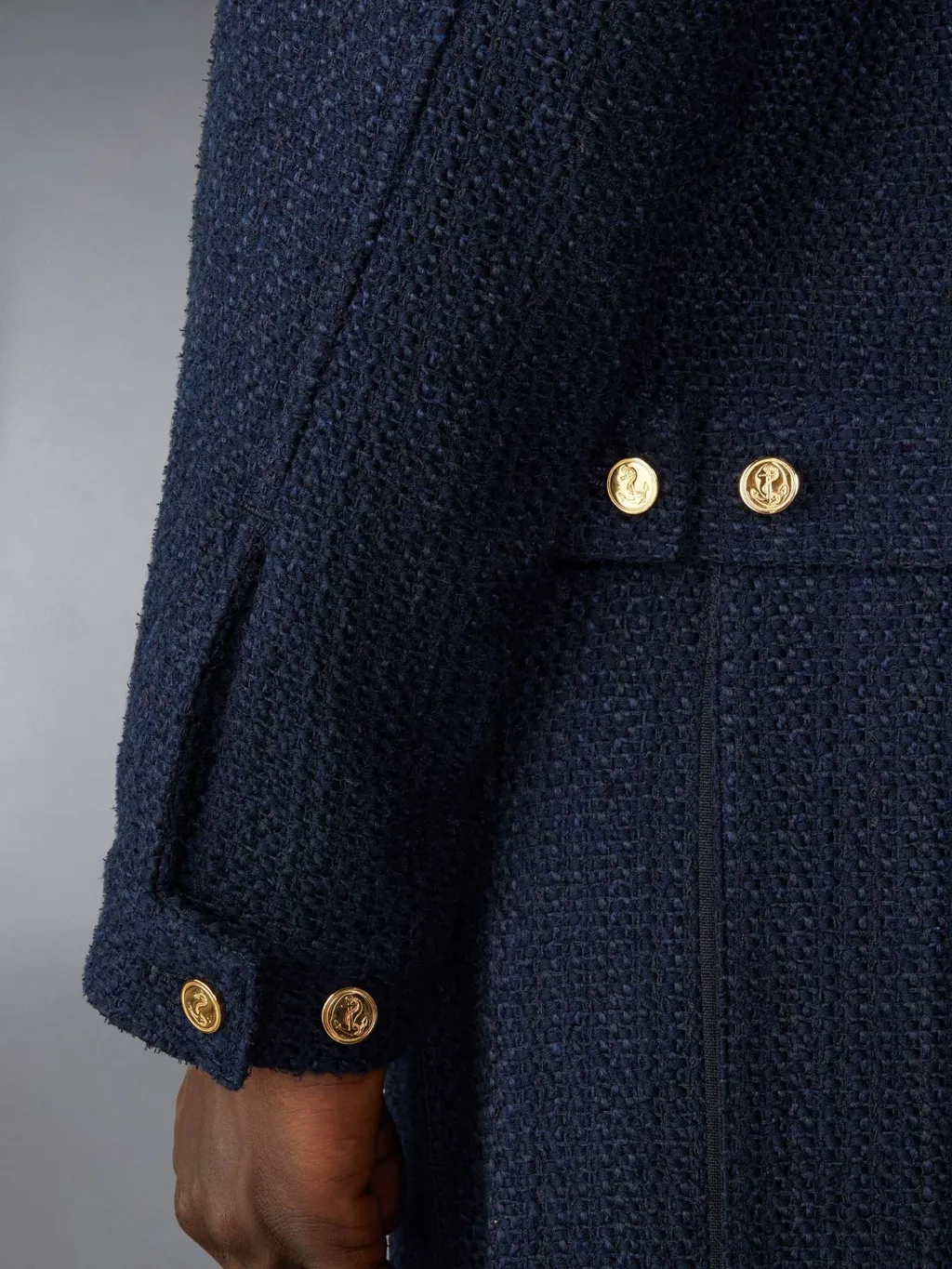 Rwb-Striped Tweed Bomber Jacket