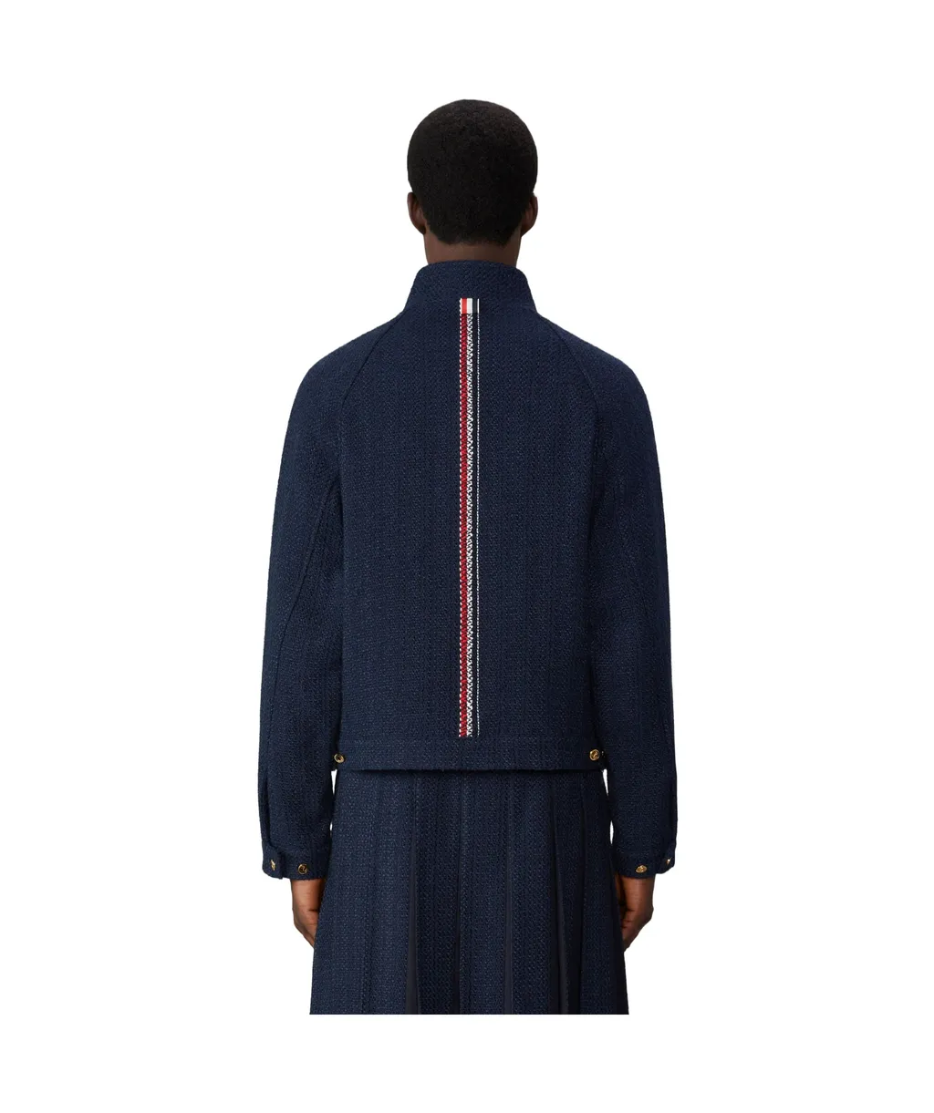 Rwb-Striped Tweed Bomber Jacket