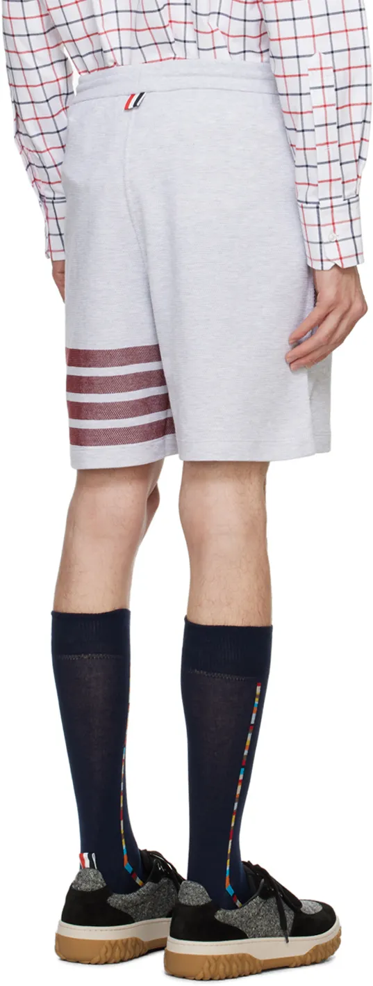 4-Bar Striped Drawstring Track Shorts