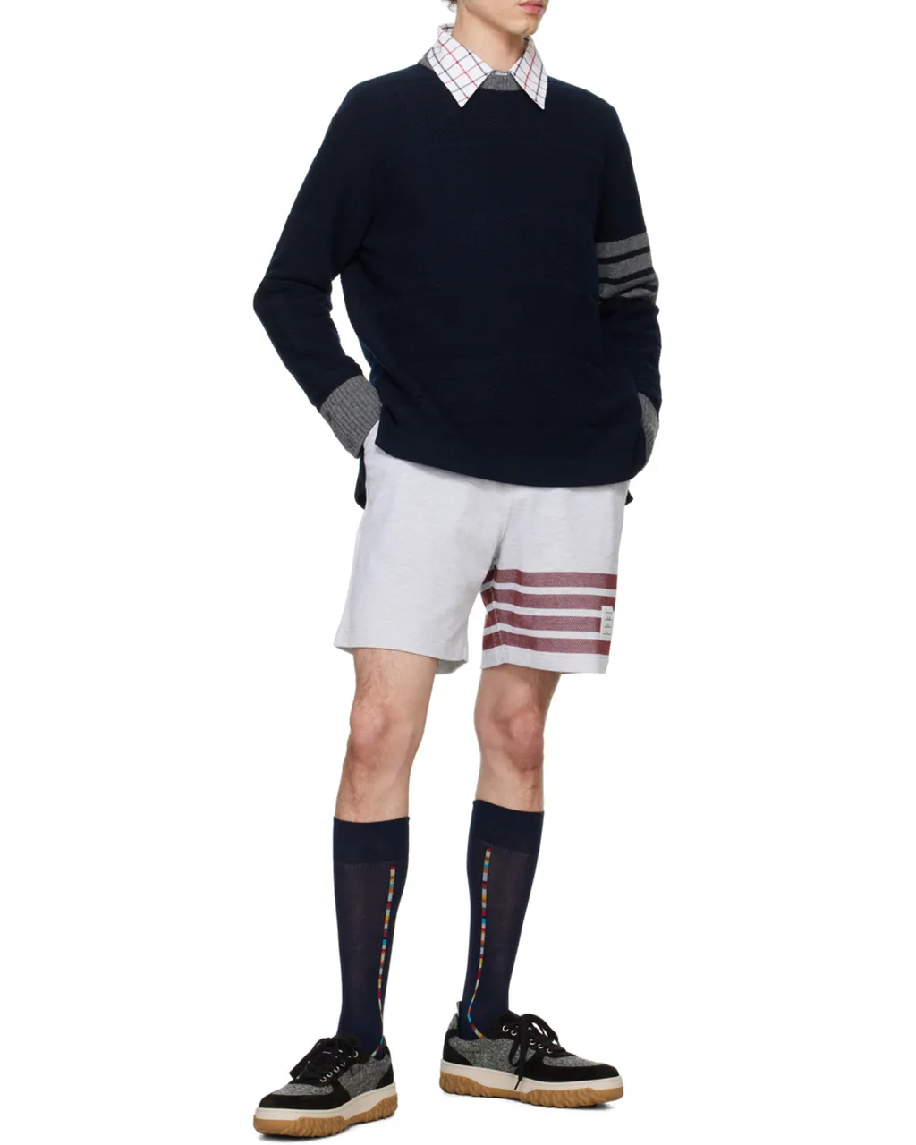 4-Bar Striped Drawstring Track Shorts