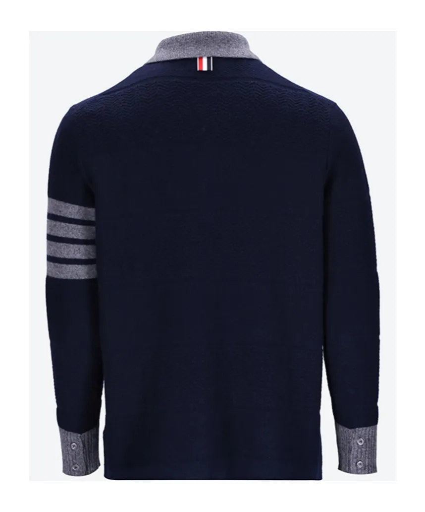 4-Bar Stripe Knitted Polo Shirt