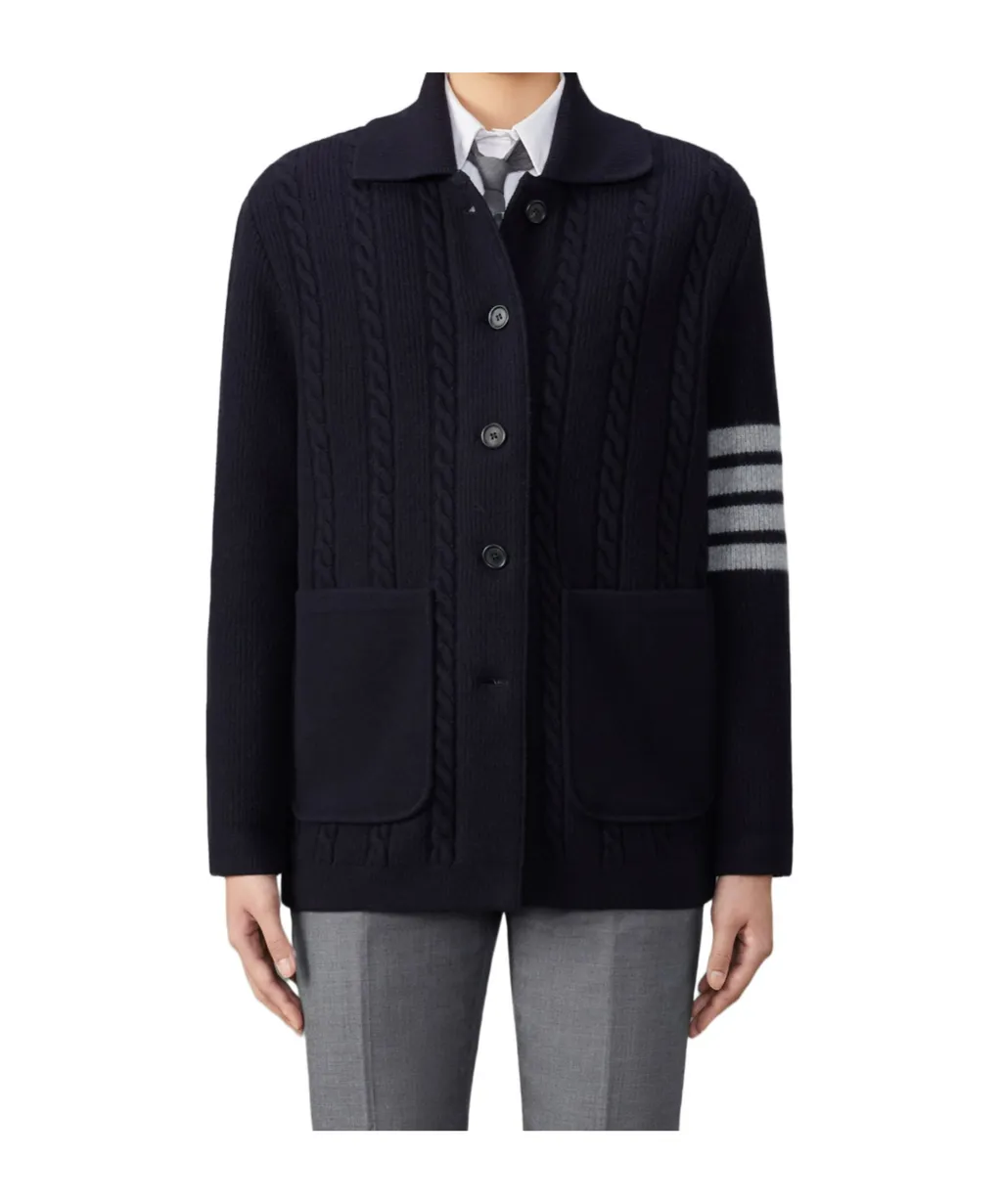 4 Bar Button-Up Cardigan