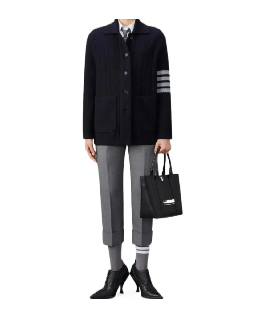 4 Bar Button-Up Cardigan