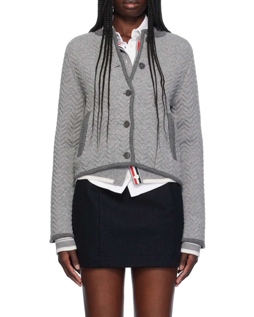 Herringbone 3D-Knit Cardigan