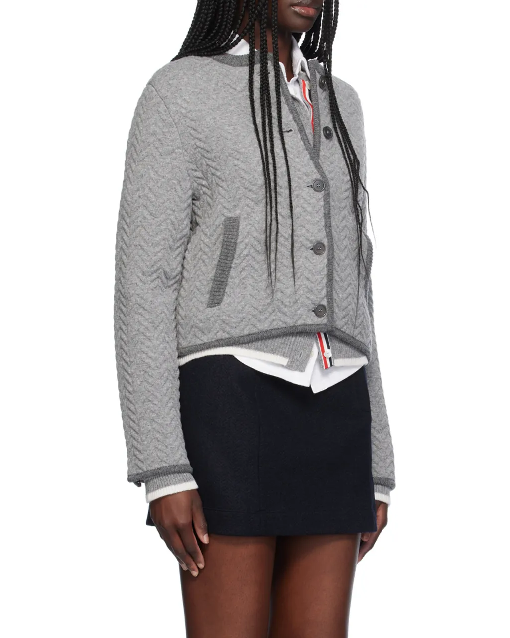 Herringbone 3D-Knit Cardigan
