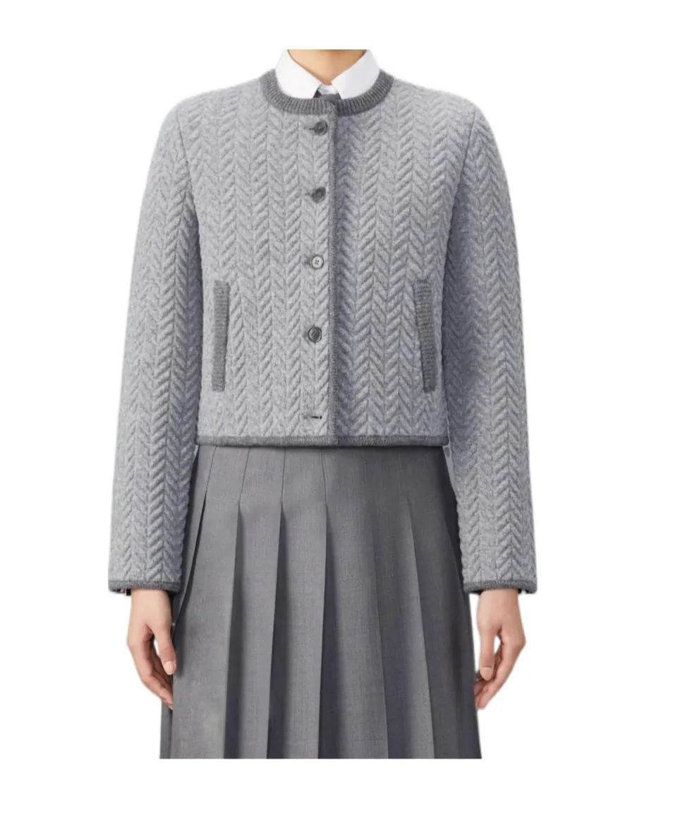 Herringbone 3D-Knit Cardigan