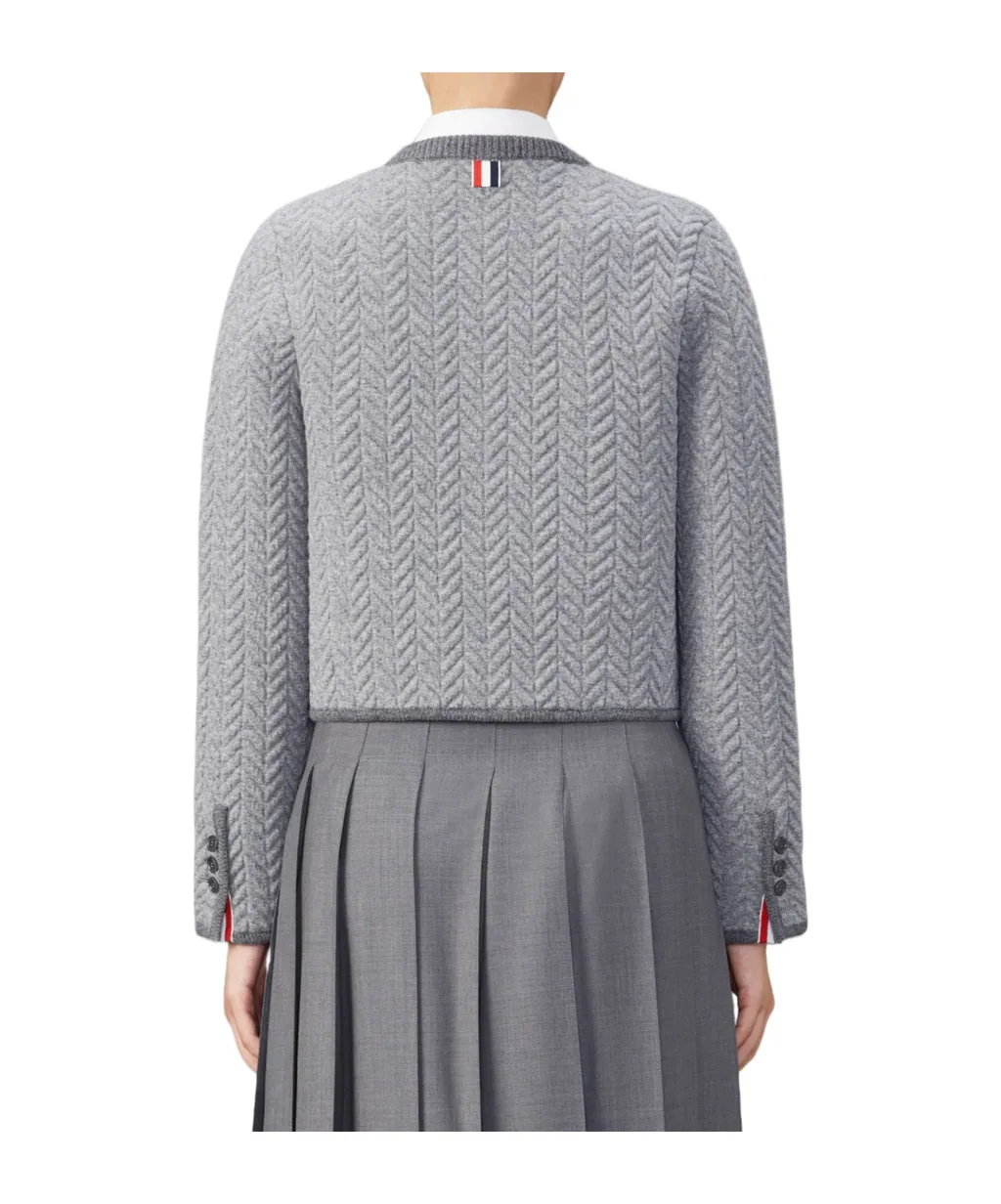 Herringbone 3D-Knit Cardigan