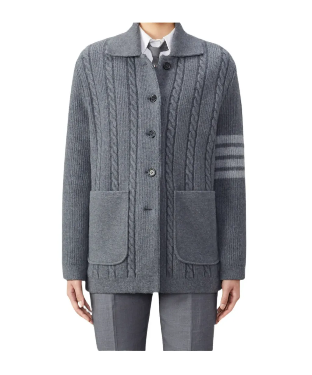 Cable-Knit Bomber Jacket
