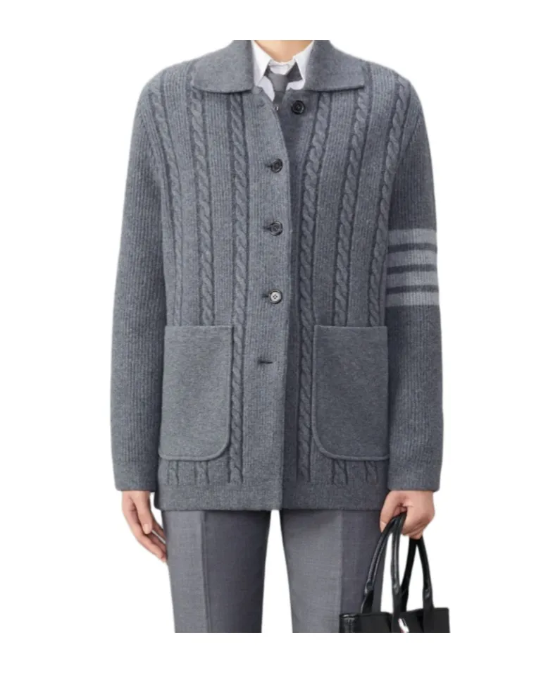 Cable-Knit Bomber Jacket