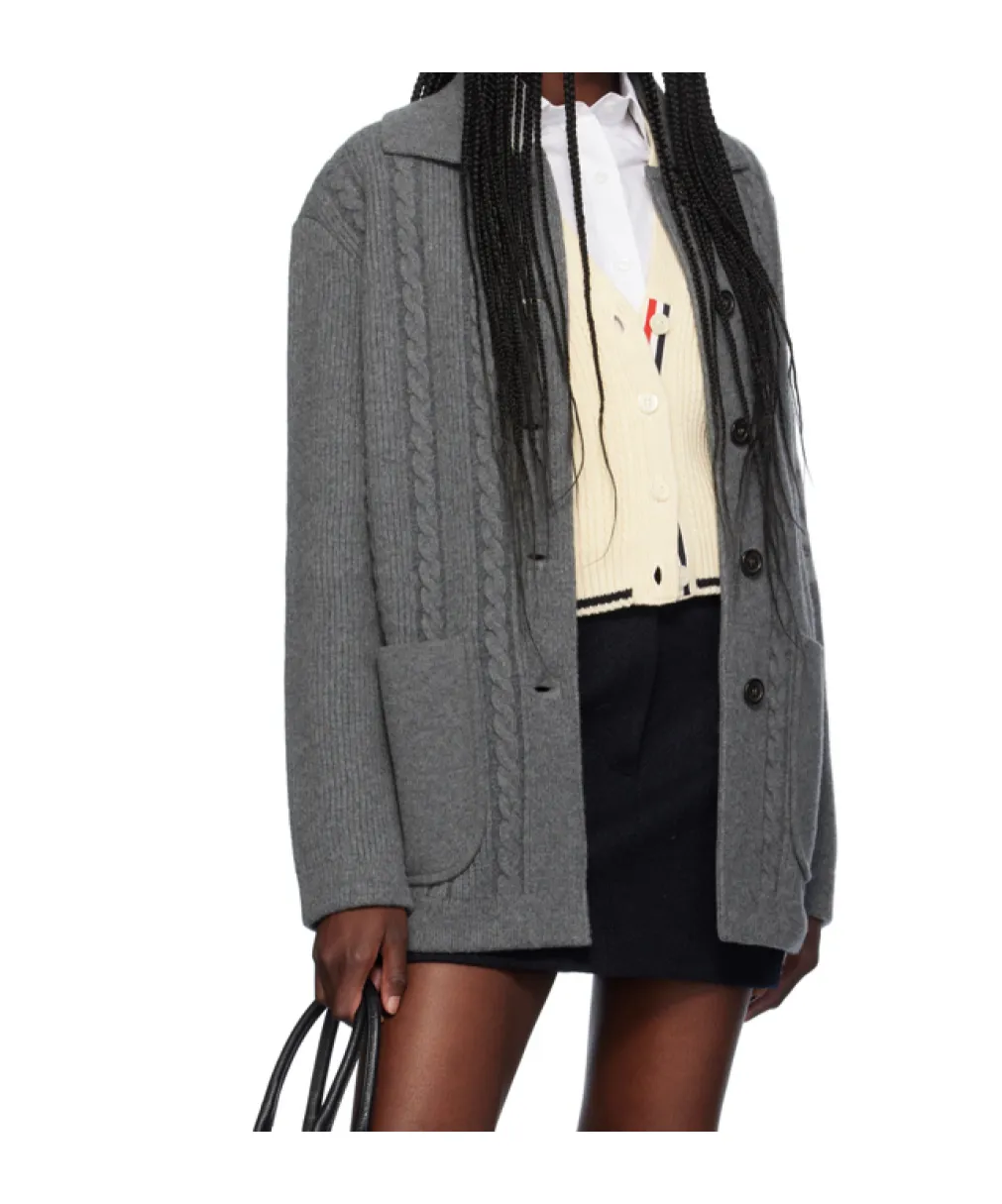 Cable-Knit Bomber Jacket