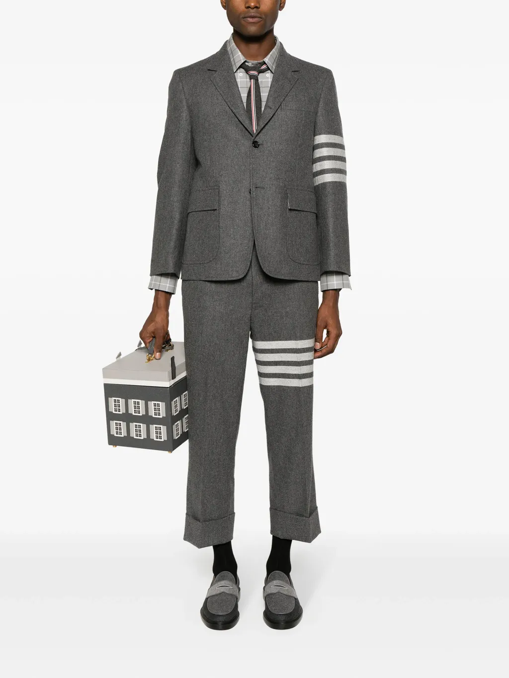 4-Bar Stripe Single-Breasted Blazer