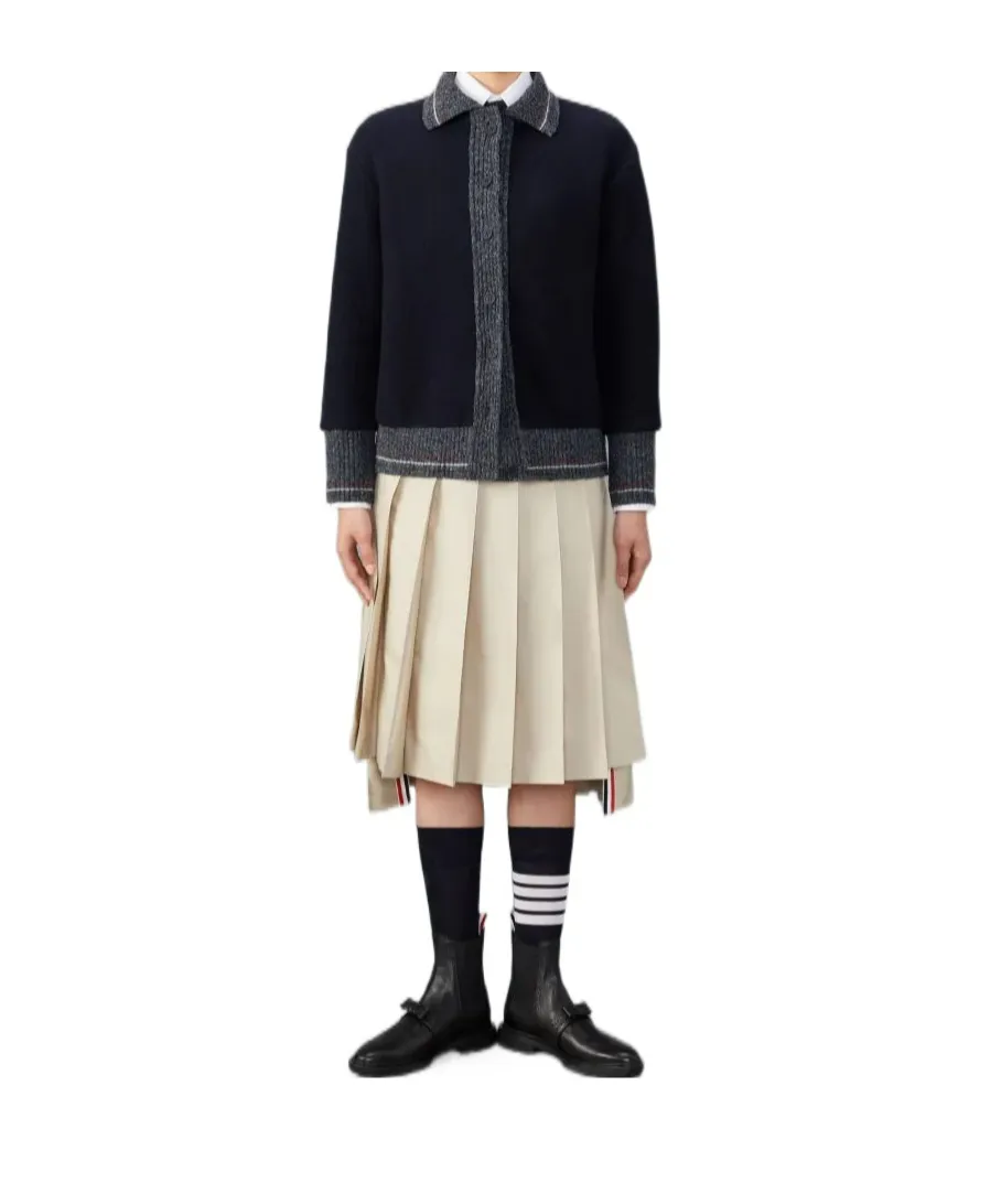 Speckled-Trim Long-Sleeved Cardigan