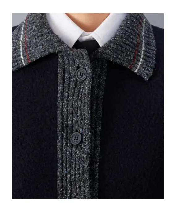 Speckled-Trim Long-Sleeved Cardigan