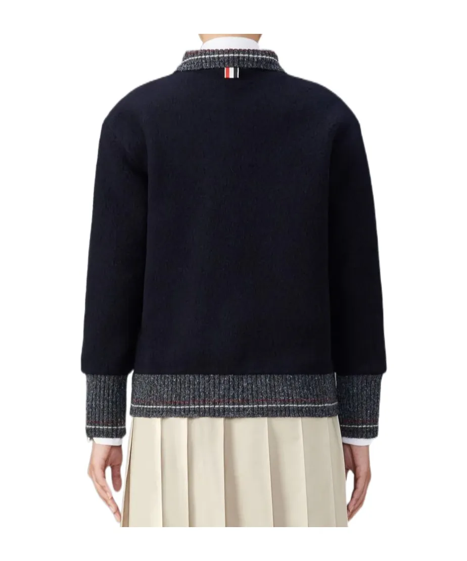 Speckled-Trim Long-Sleeved Cardigan