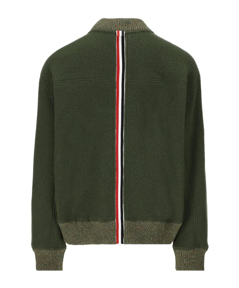 Stripe-Detailed Zipped Bomber Jacket