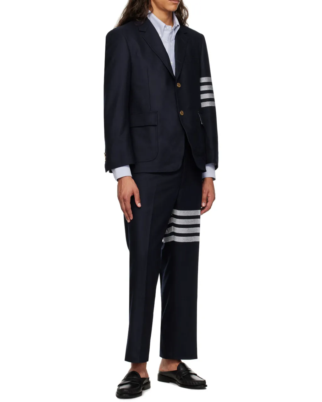 Single-Breasted Striped Tailored Blazer