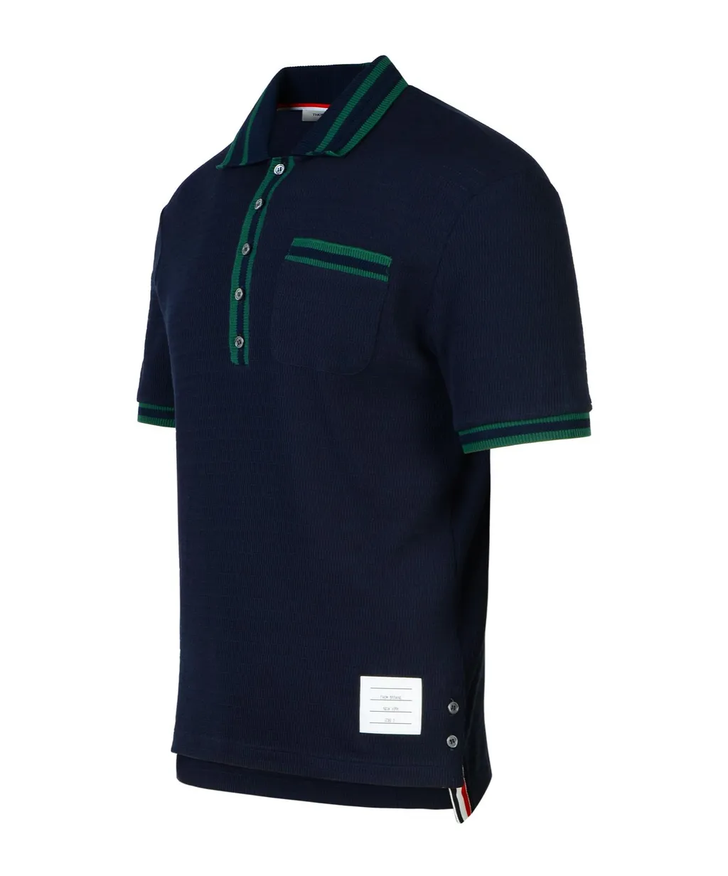 Pointelle Stripe Detailed Polo Shirt