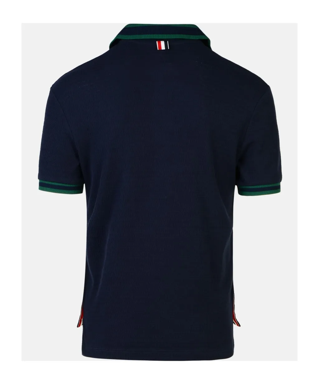 Pointelle Stripe Detailed Polo Shirt