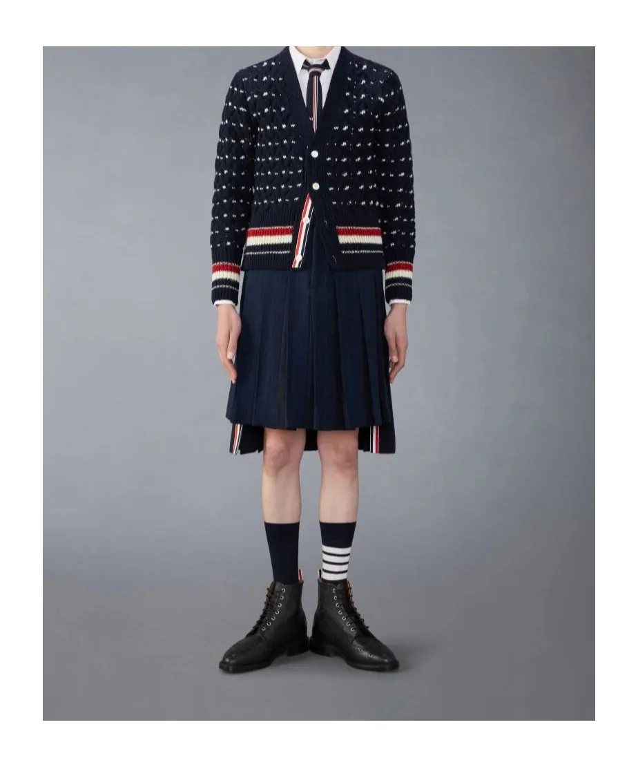 Rwb Stripe V-Neck Knitted Cardigan