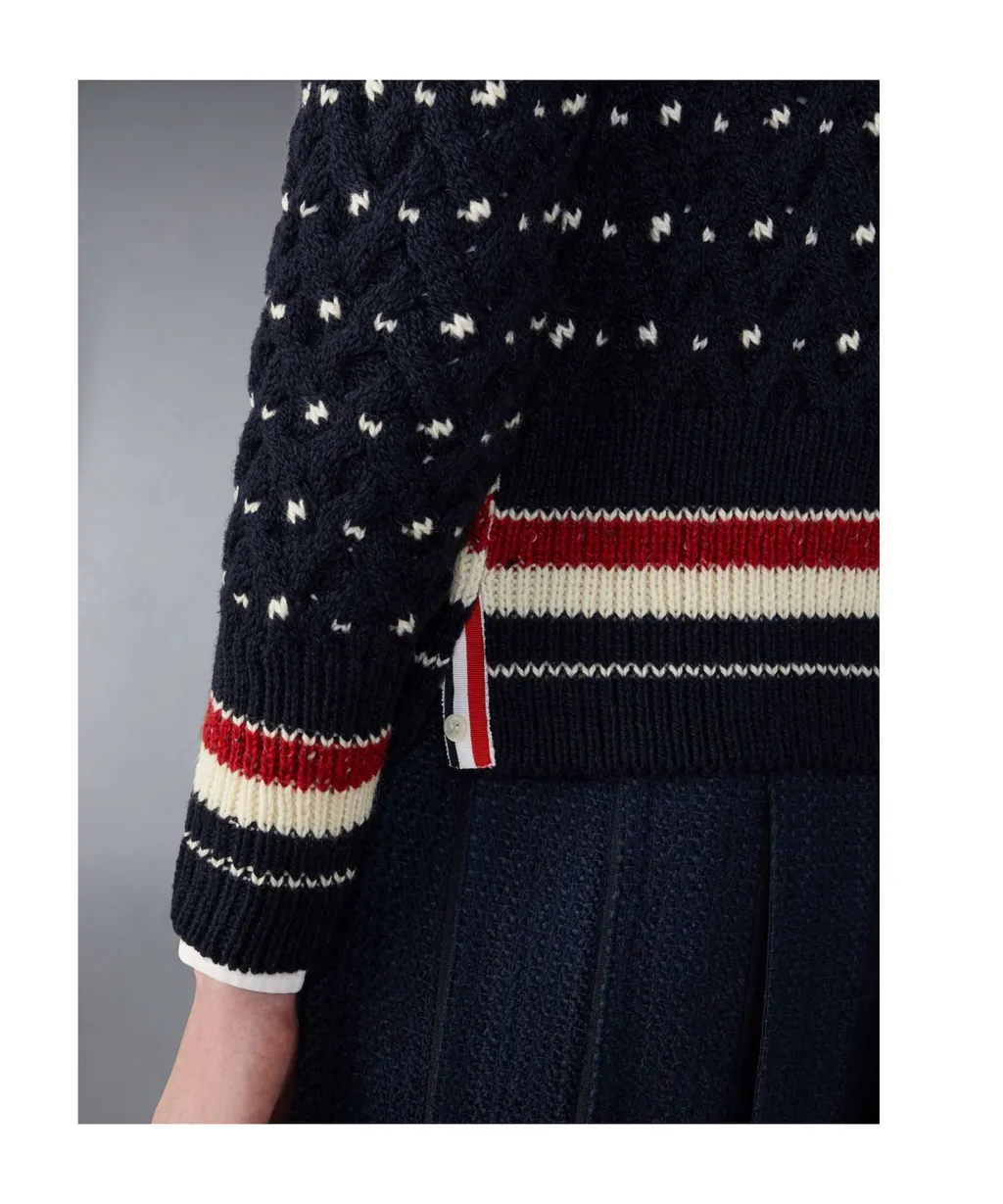 Rwb Stripe V-Neck Knitted Cardigan