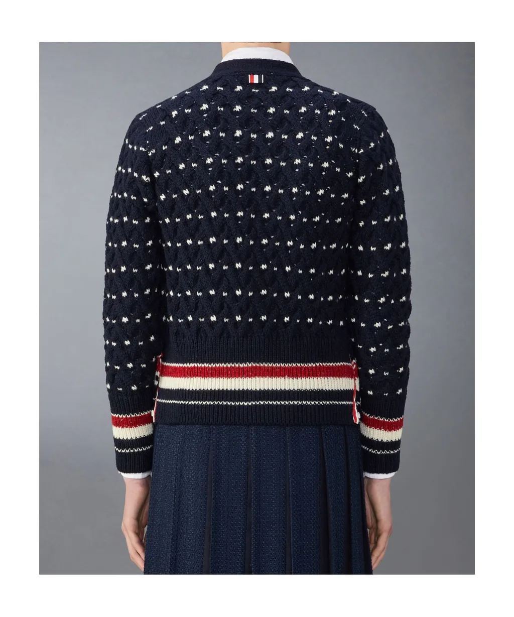 Rwb Stripe V-Neck Knitted Cardigan