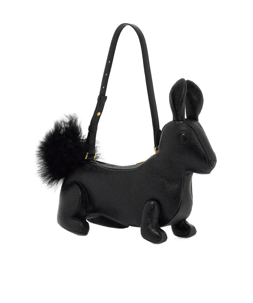 Squirrel-Motif Zipped Shoulder Bag