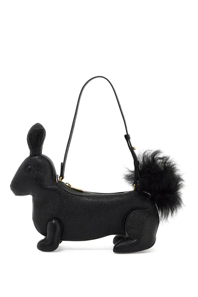 Squirrel-Motif Zipped Shoulder Bag