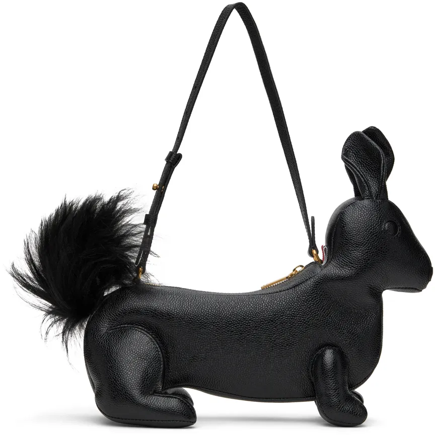 Squirrel-Motif Zipped Shoulder Bag