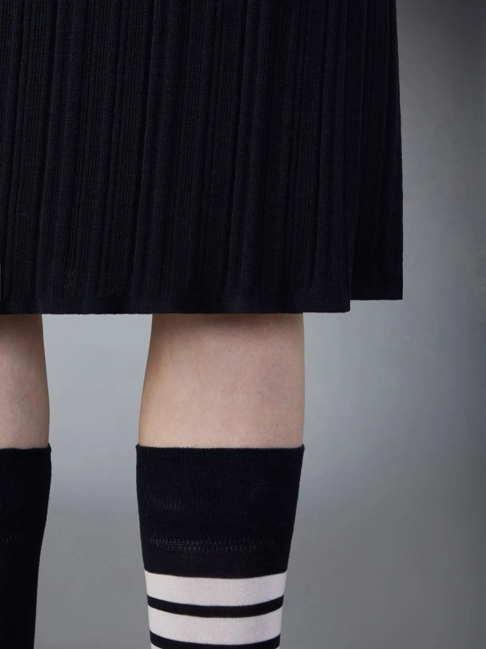 Plissé Virgin Wool Midi Skirt