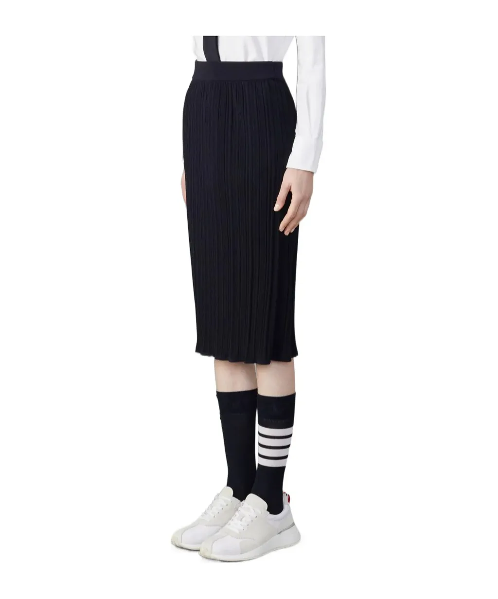 Plissé Virgin Wool Midi Skirt