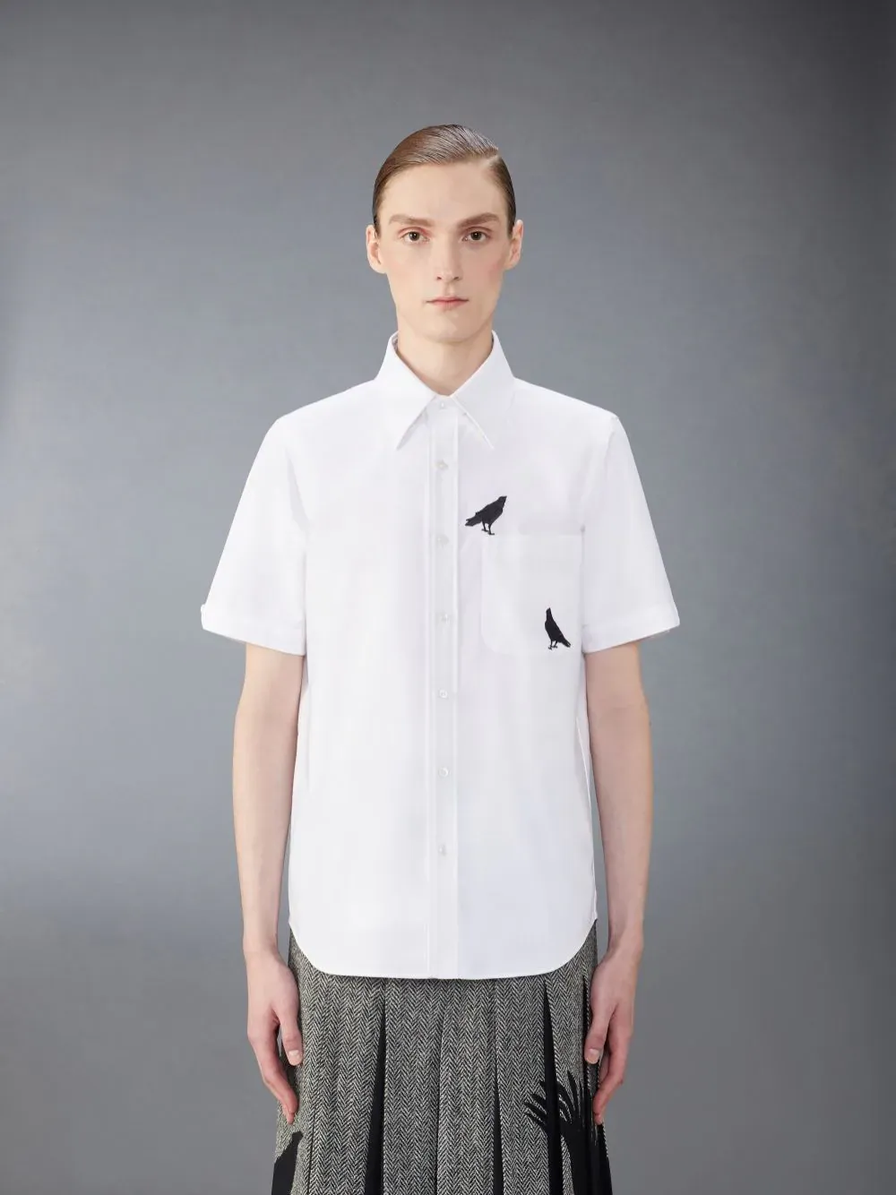 Raven-Embroidered Cotton Shirt