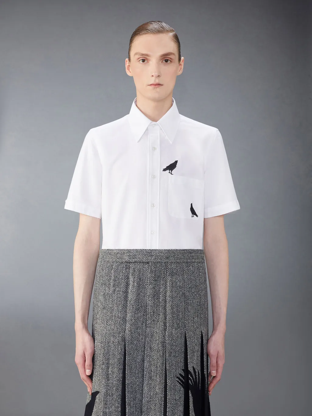 Raven-Embroidered Cotton Shirt