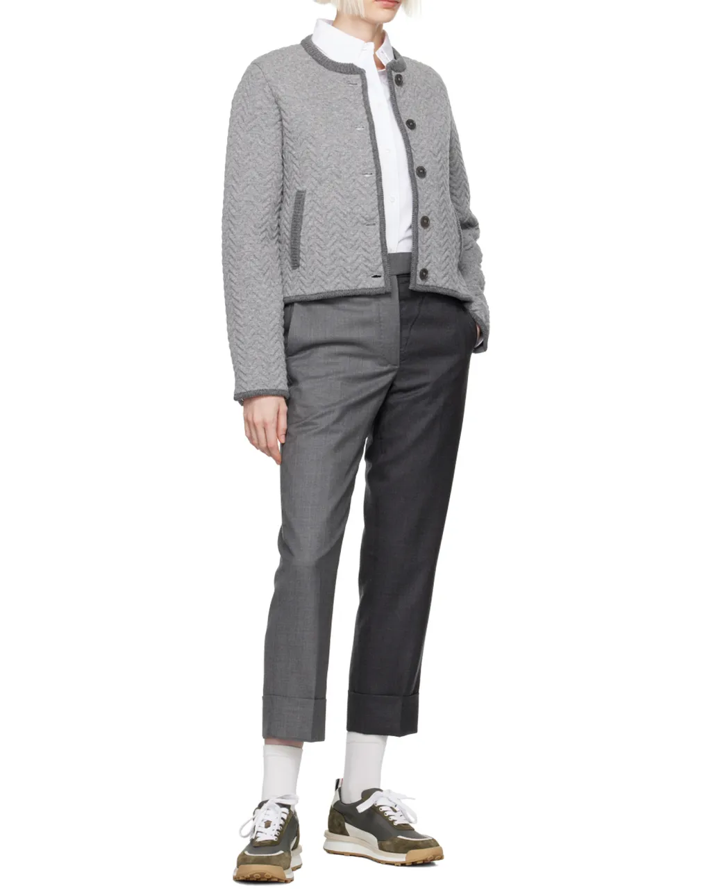 Colour-Block Tapered-Leg Trousers