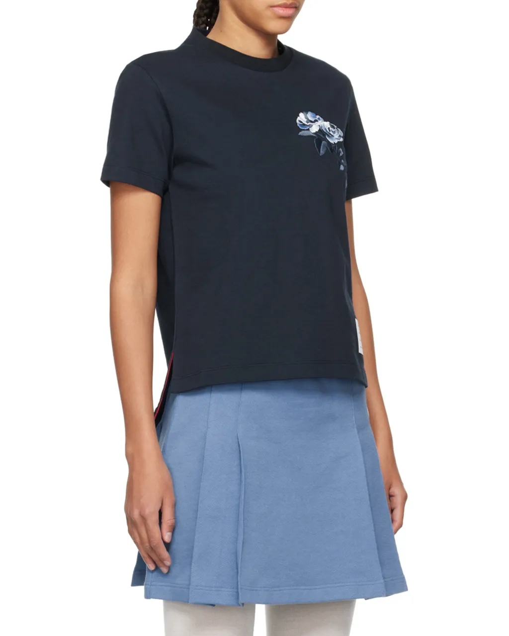Rose-Embroidered Crewneck T-Shirt