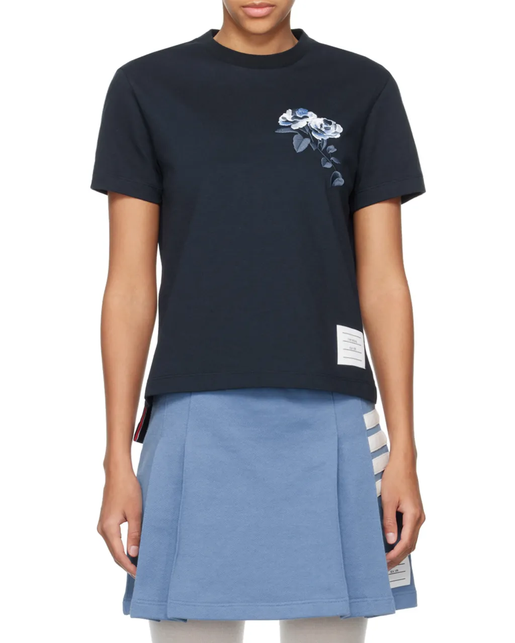 Rose-Embroidered Crewneck T-Shirt