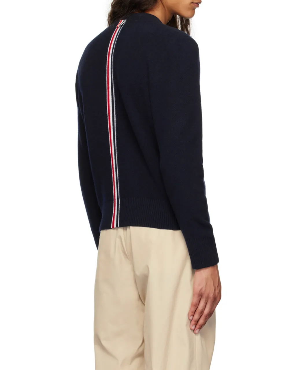 Rwb Stripe V-Neck Knitted Cardigan