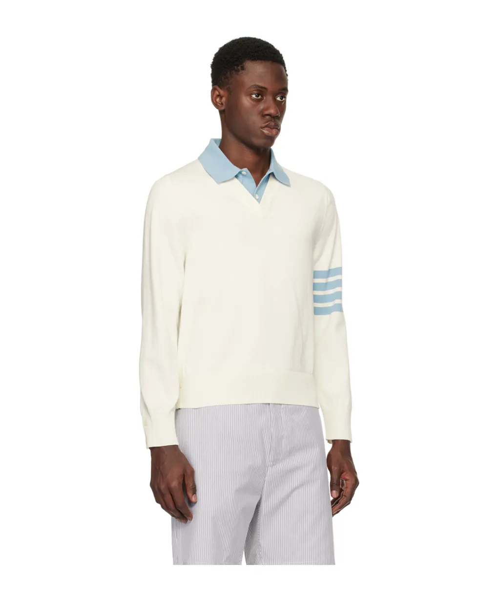 4-Bar Knitted Long-Sleeved Polo Shirt