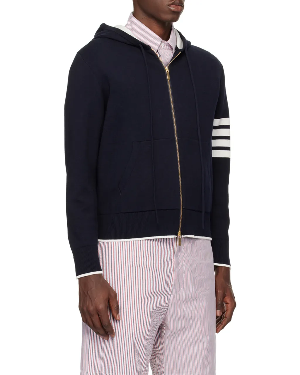 Fish 4-Bar Striped Zipped Hoodie