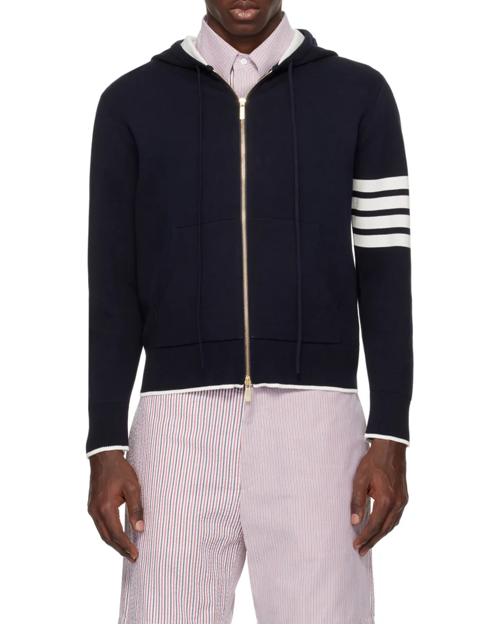 Fish 4-Bar Striped Zipped Hoodie