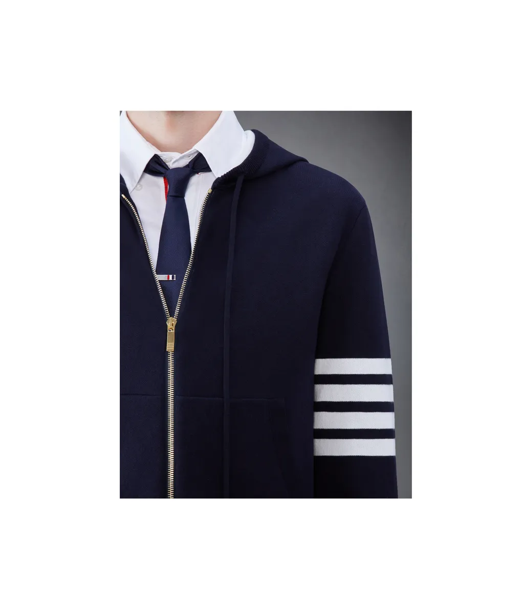 Fish 4-Bar Striped Zipped Hoodie