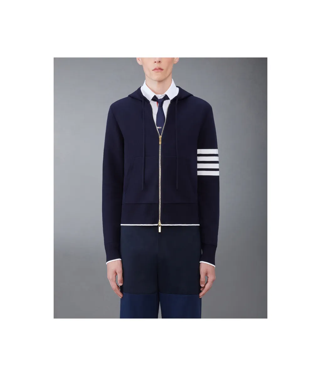 Fish 4-Bar Striped Zipped Hoodie