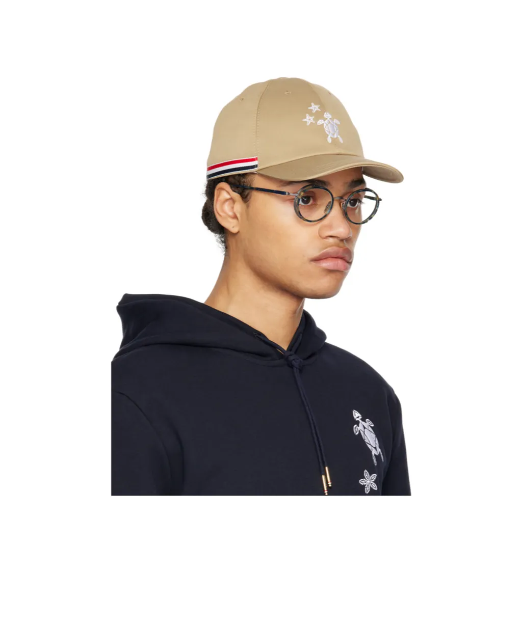 Embroidered Turtle Cotton Cap