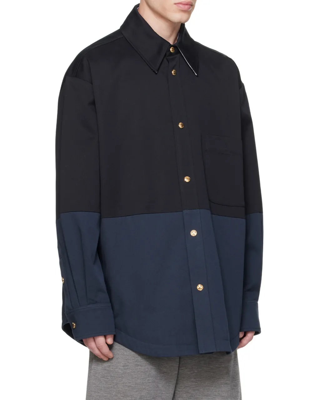 Two-Toned Button-Up Jacket
