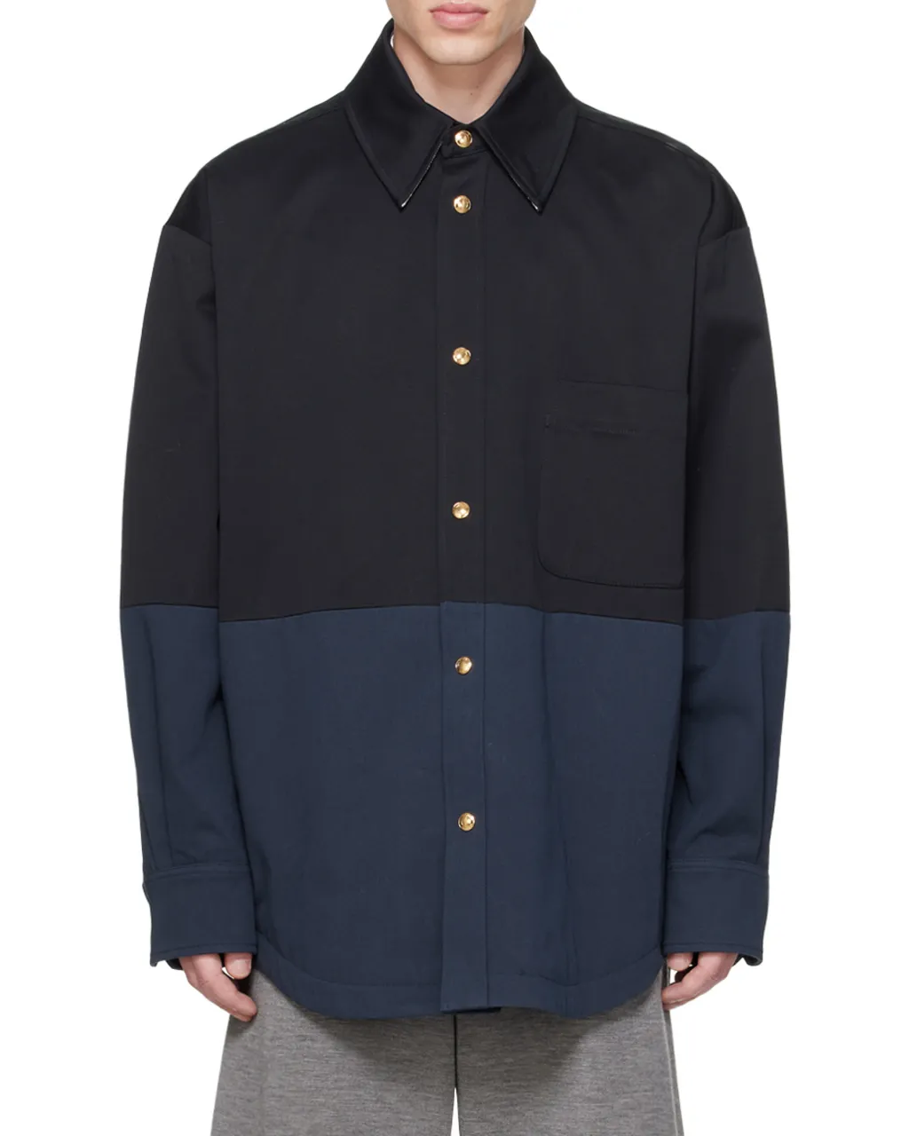 Two-Toned Button-Up Jacket