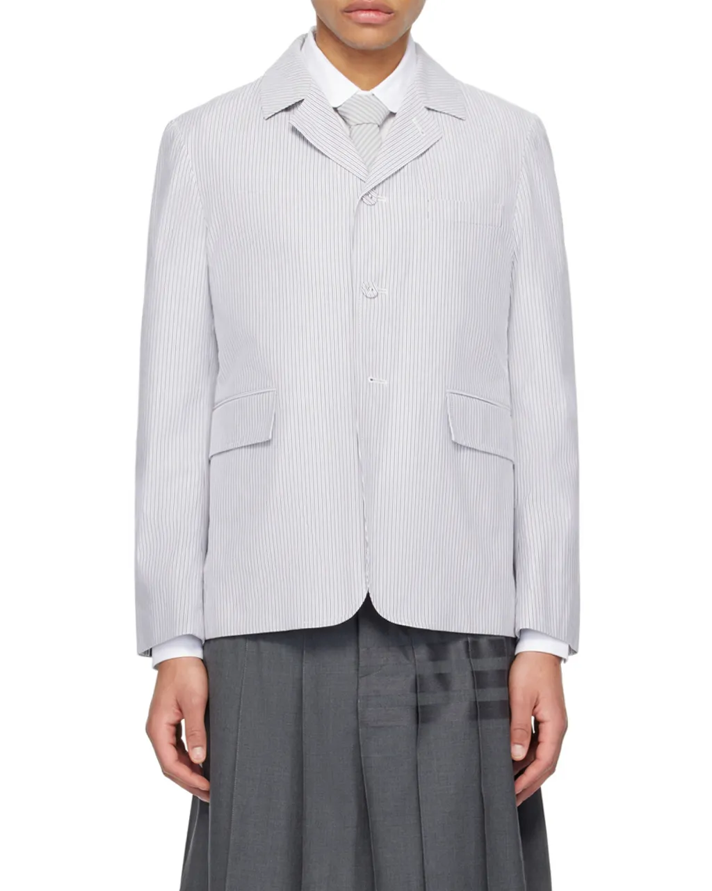 Single Breasted Striped Deconstructed Jacket