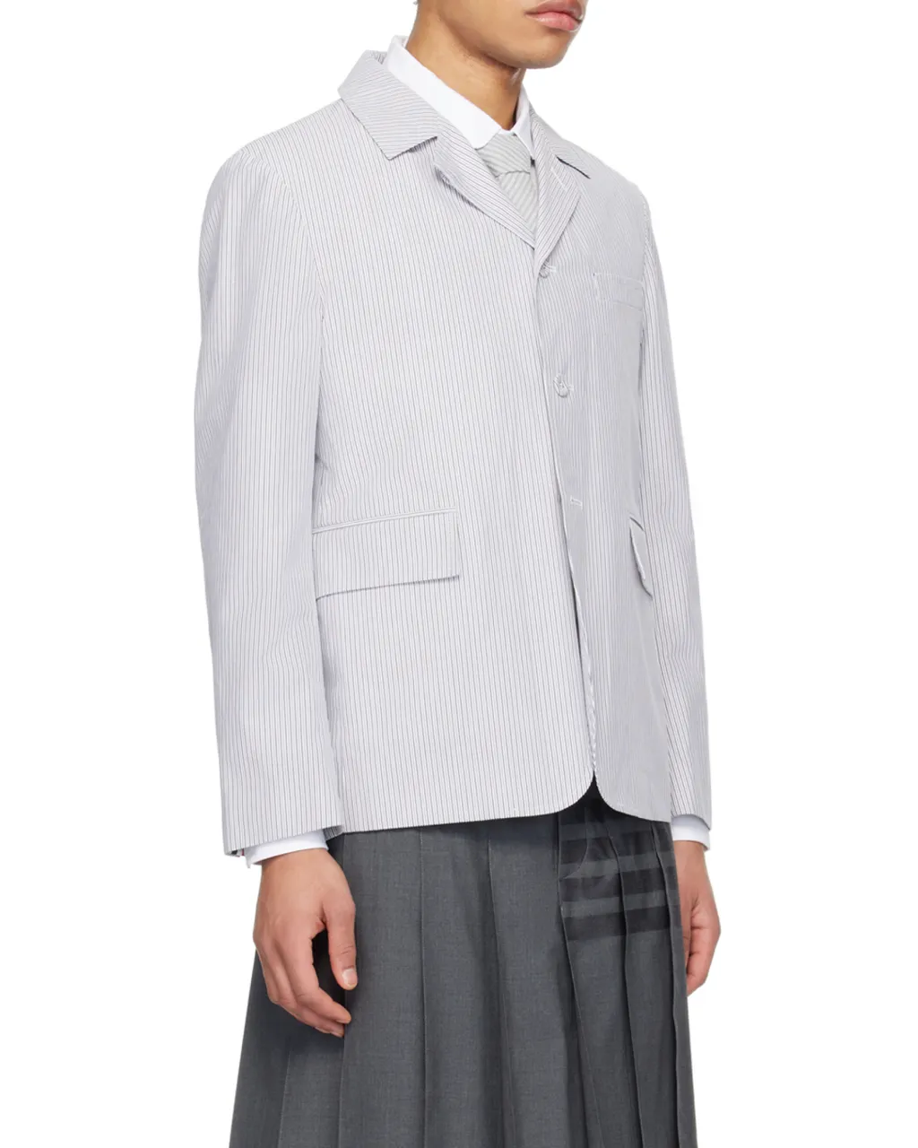 Single Breasted Striped Deconstructed Jacket